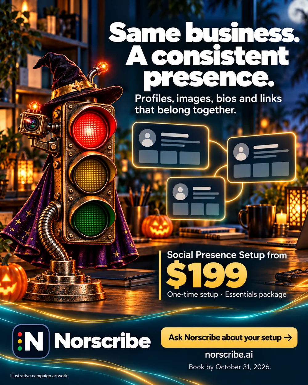 Halloween Social Presence Setup — Essentials from $199 one time