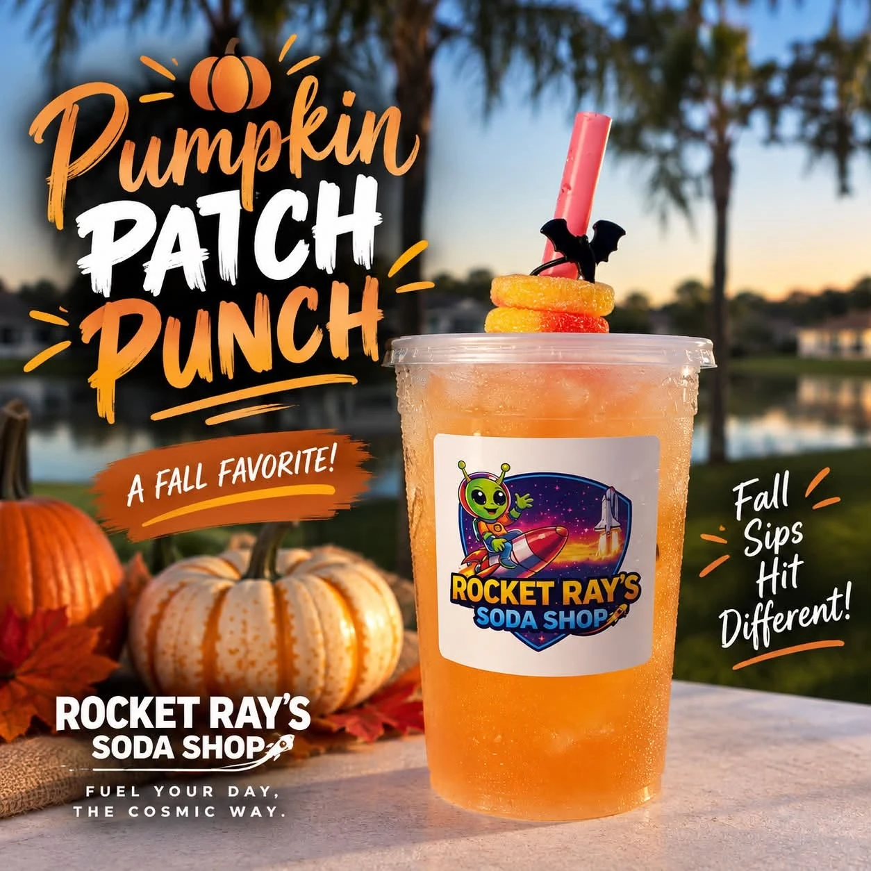 Rocket Ray’s Pumpkin Patch Punch seasonal promotional artwork